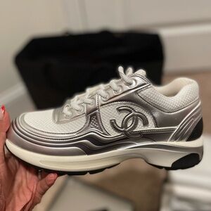 Chanel Wmns CC Logo Sneaker “White Silver”